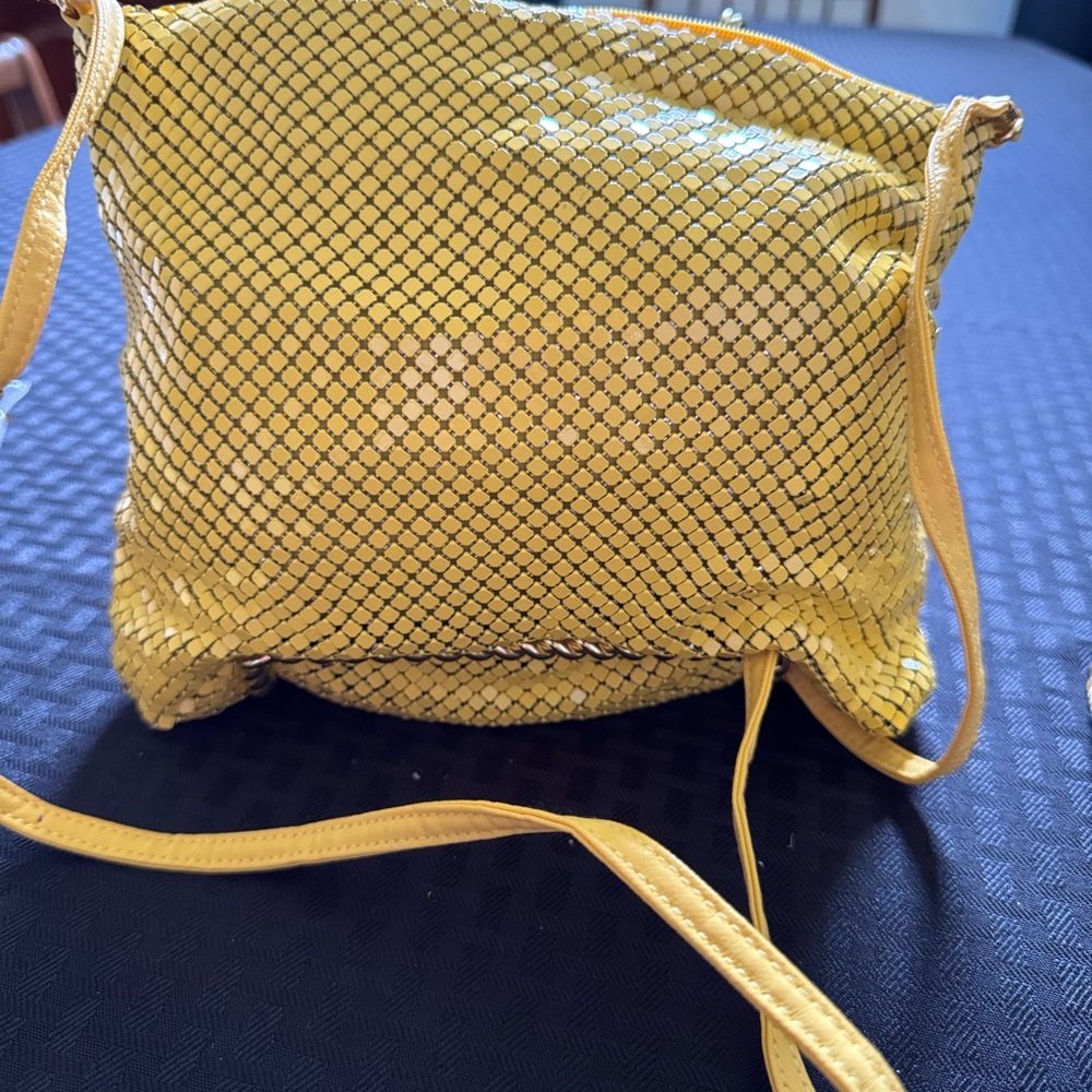 Whiting and Davis soft mesh bag yellow